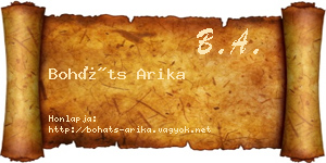 Boháts Arika névjegykártya